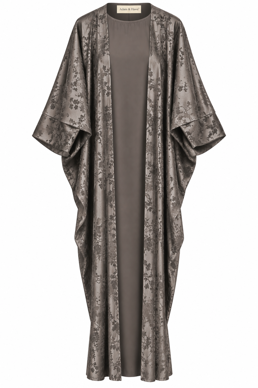 Two piece butterfly Abaya floral jacquard