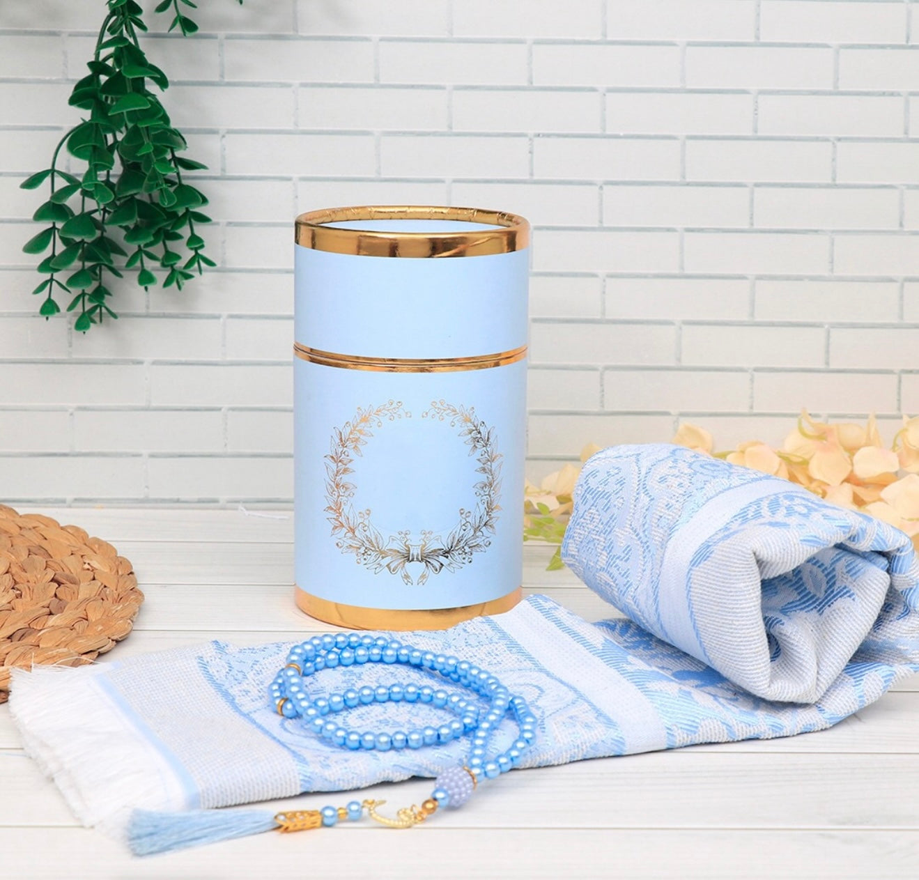 Prayer Mat & Tasbeeh (Blue)