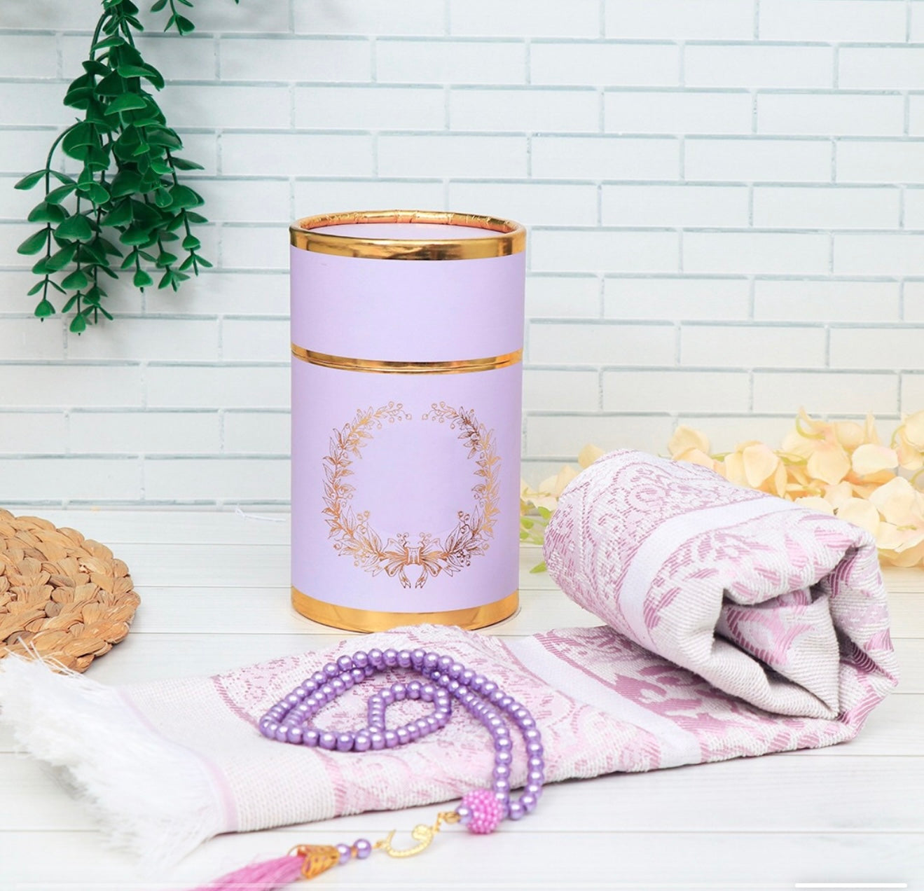 Prayer Mat & Tasbeeh (Light Purple)
