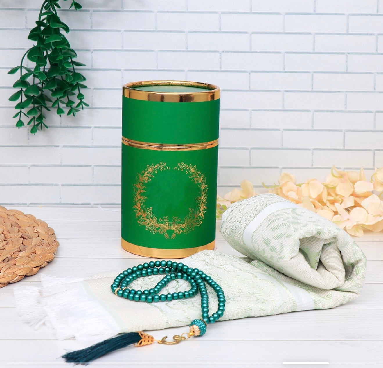 Prayer Mat & Tasbeeh (Green)