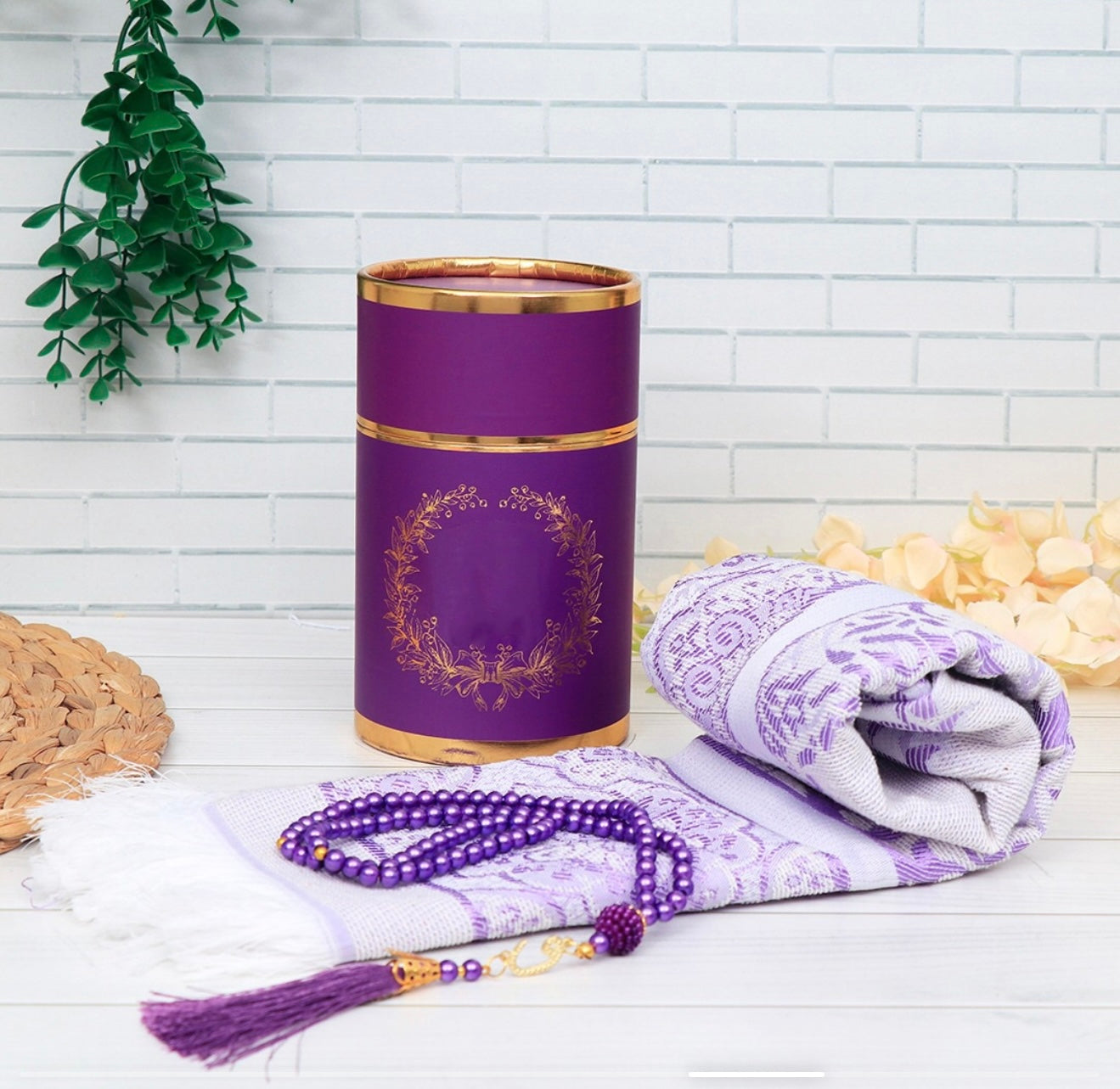 Prayer Mat & Tasbeeh (Purple)