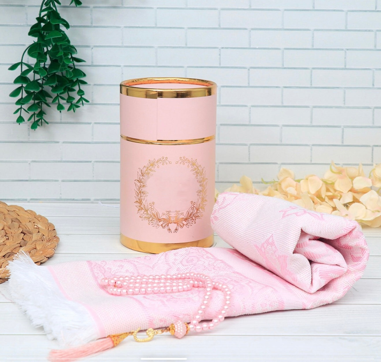 Prayer Mat & Tasbeeh (Pink)