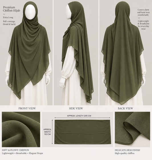 Maxi chiffon Hijab for extra coverage XL