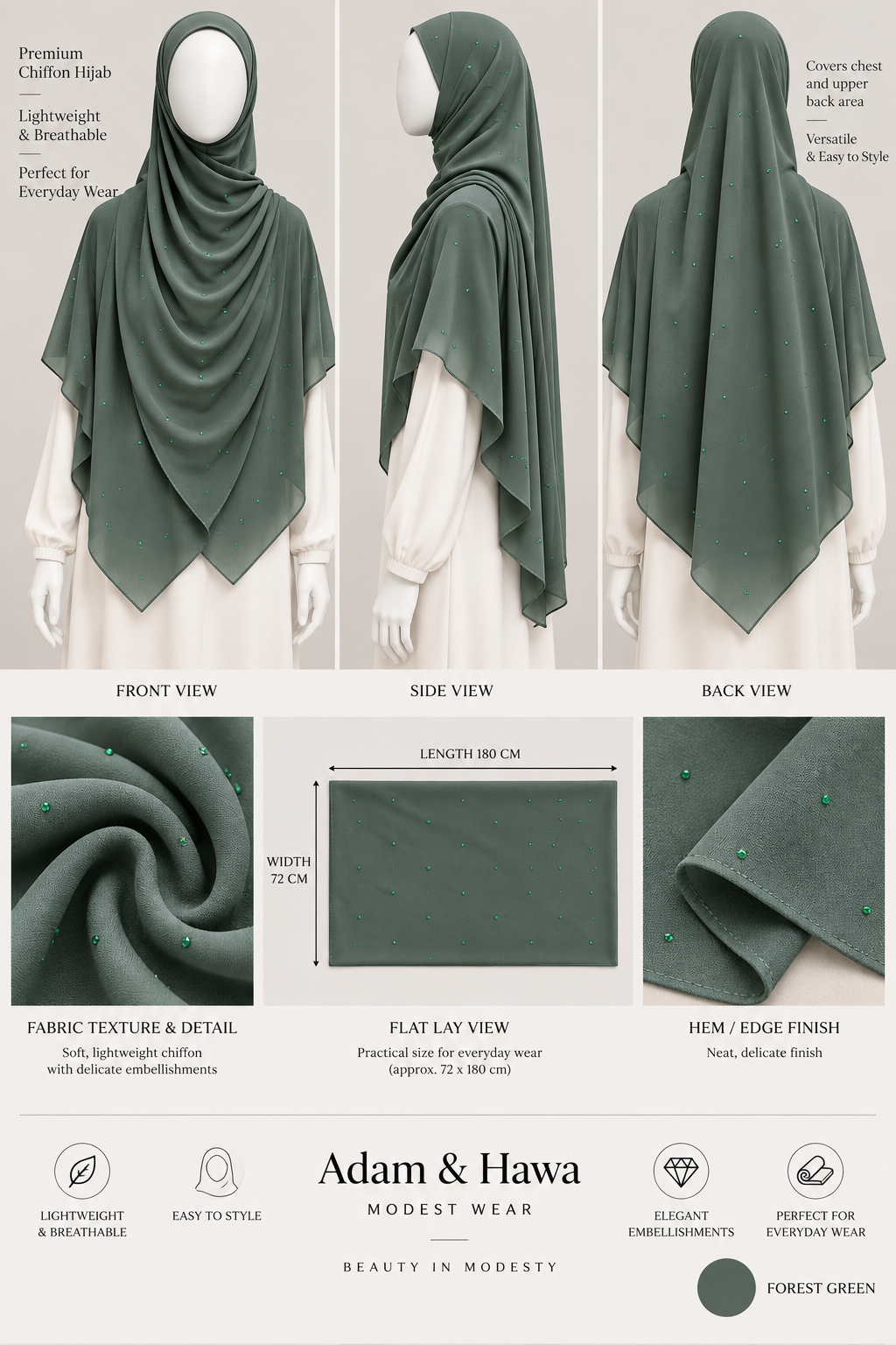 Embellished Chiffon Hijab