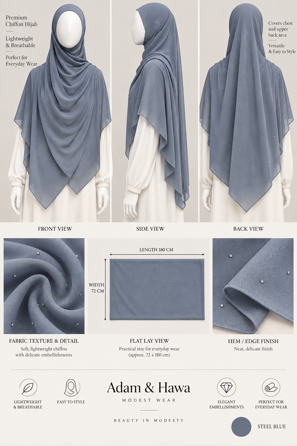 Embellished Chiffon Hijab