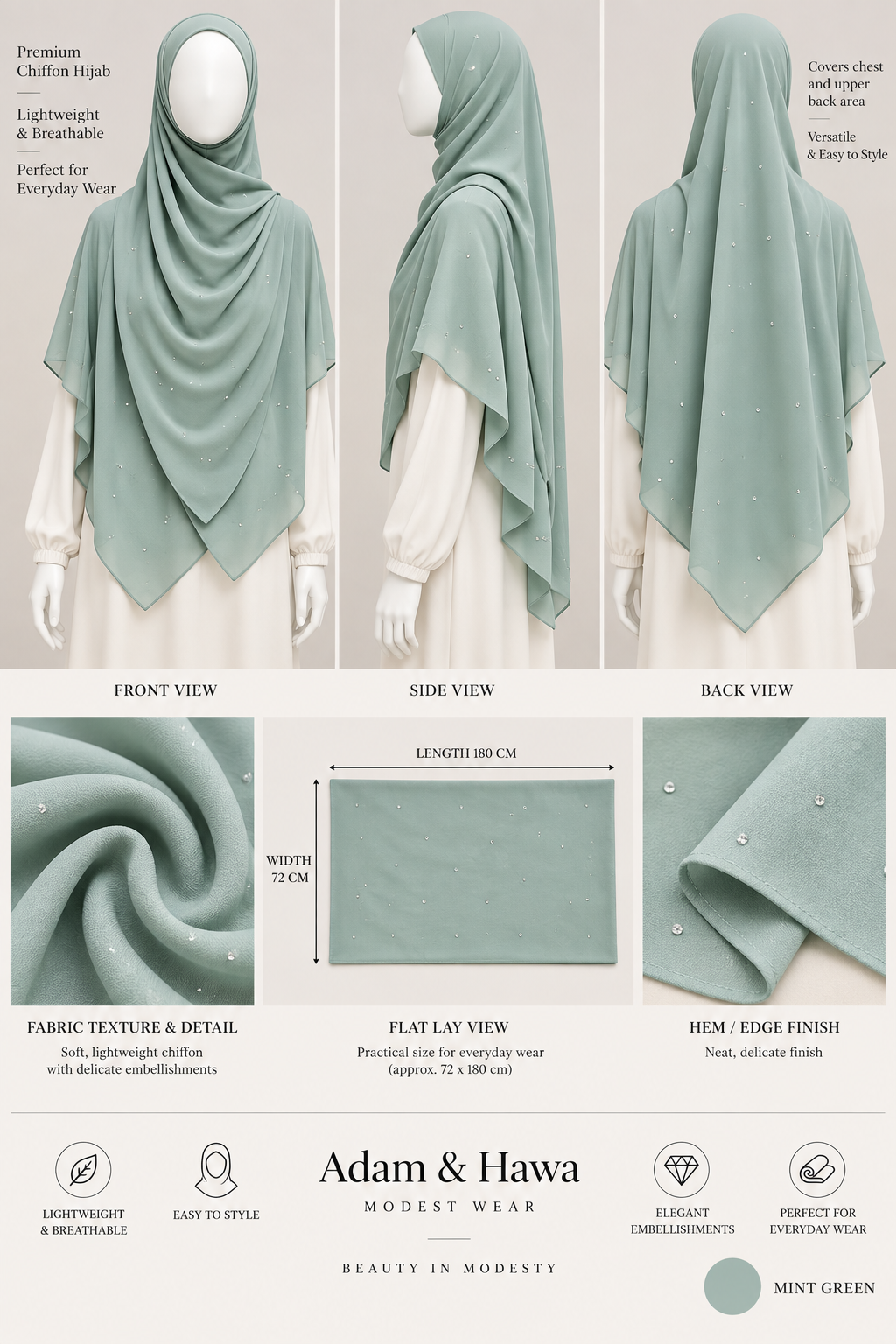Embellished Chiffon Hijab