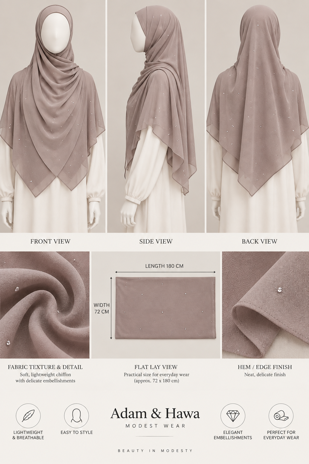 Embellished Chiffon Hijab