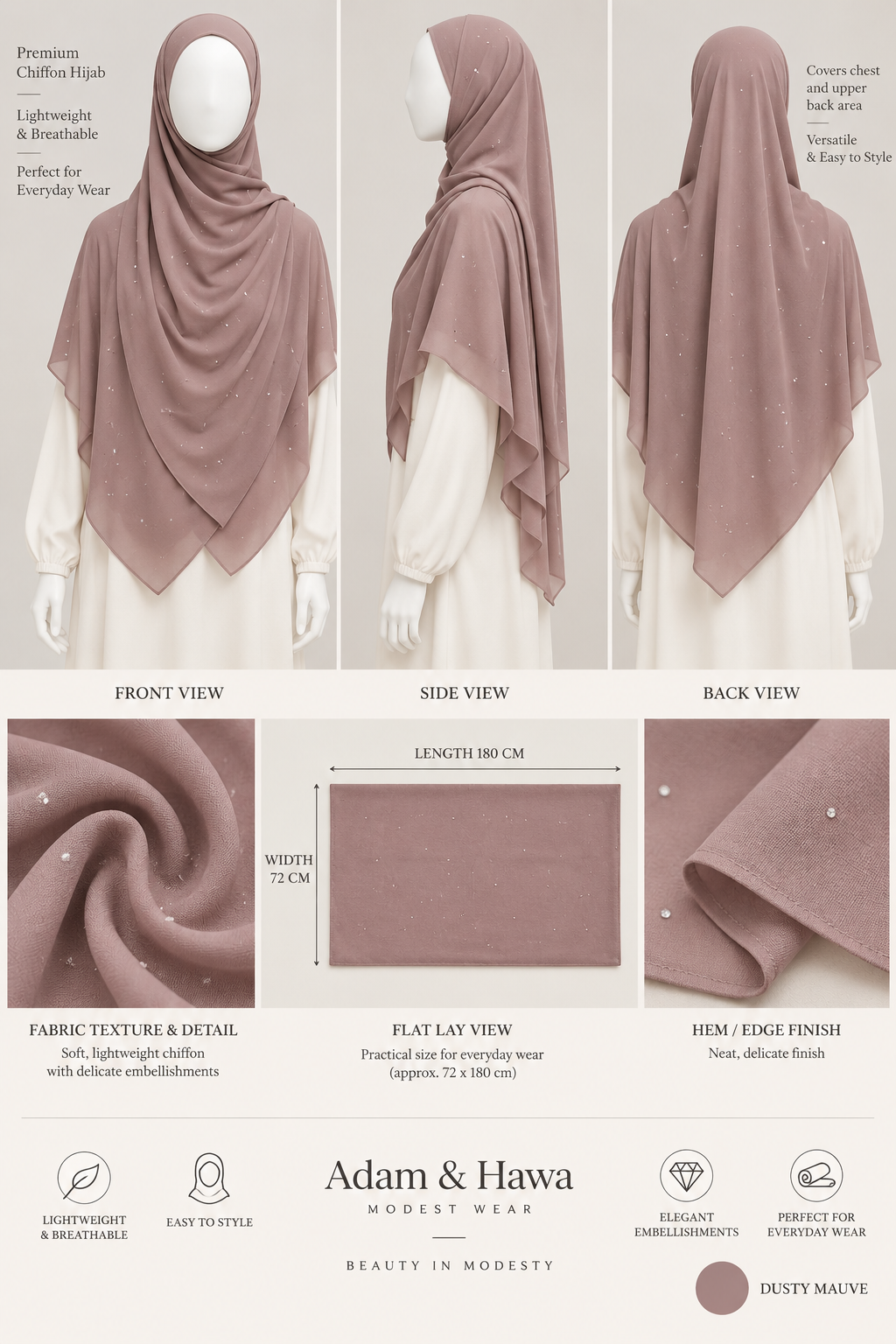 Embellished Chiffon Hijab