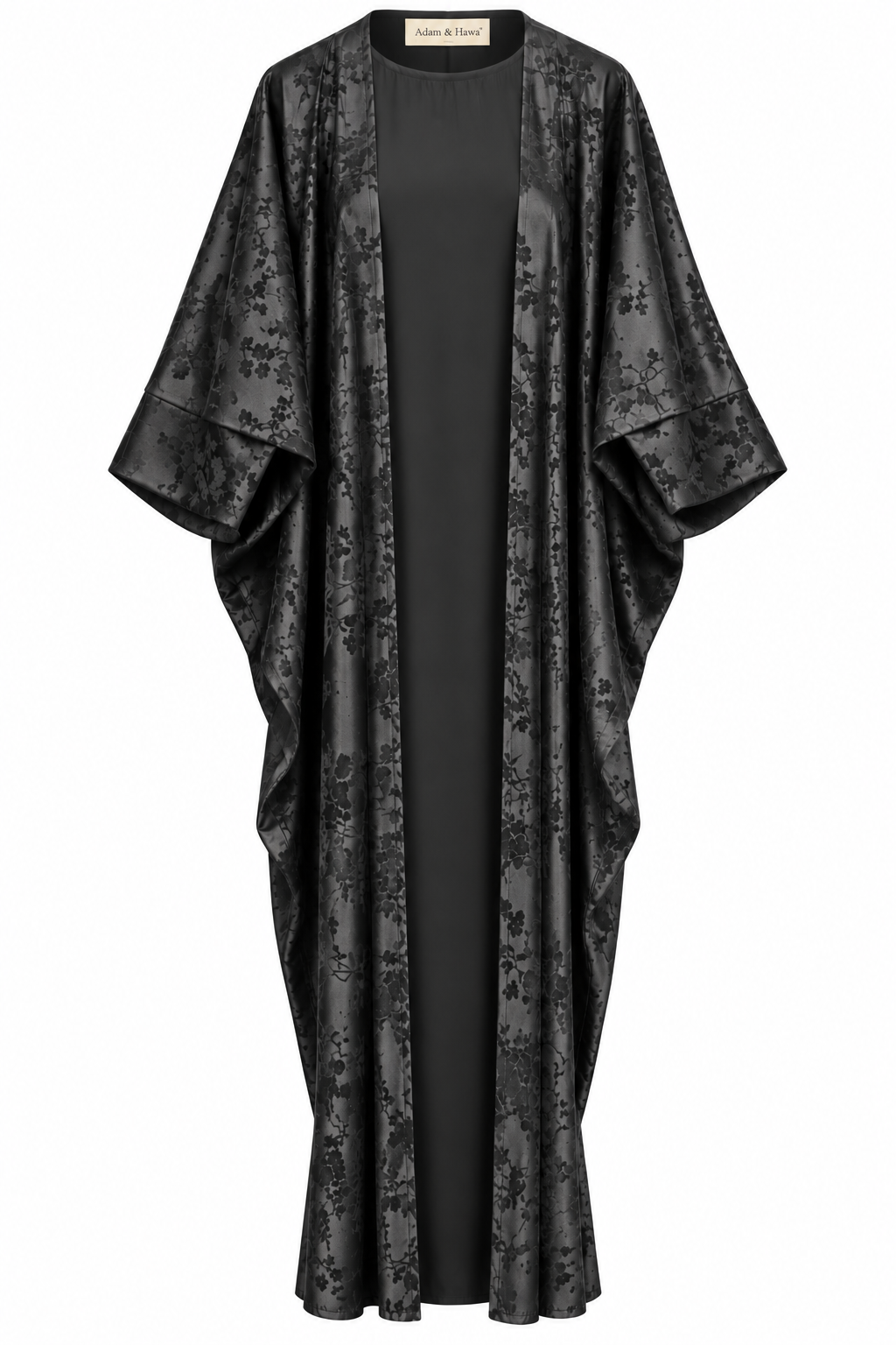 Two piece butterfly Abaya floral jacquard