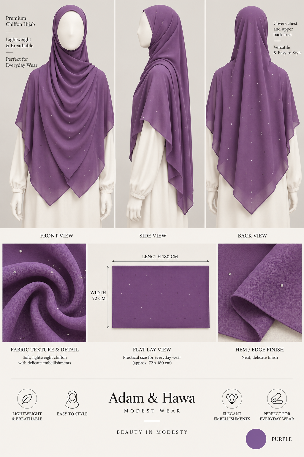 Embellished Chiffon Hijab