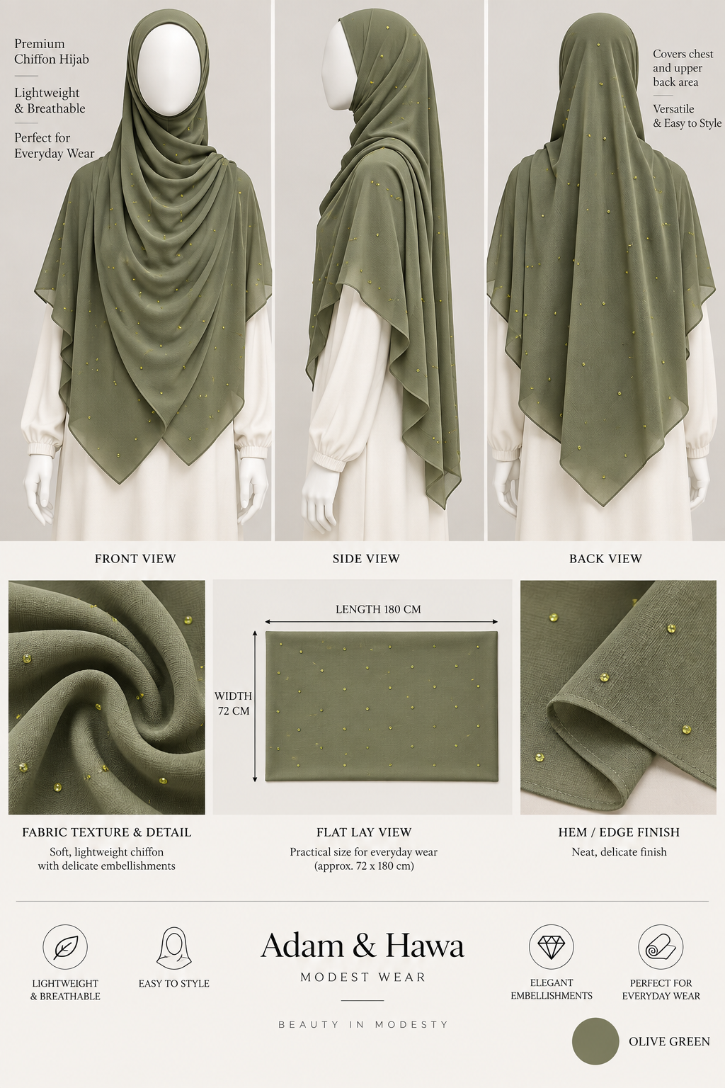 Embellished Chiffon Hijab