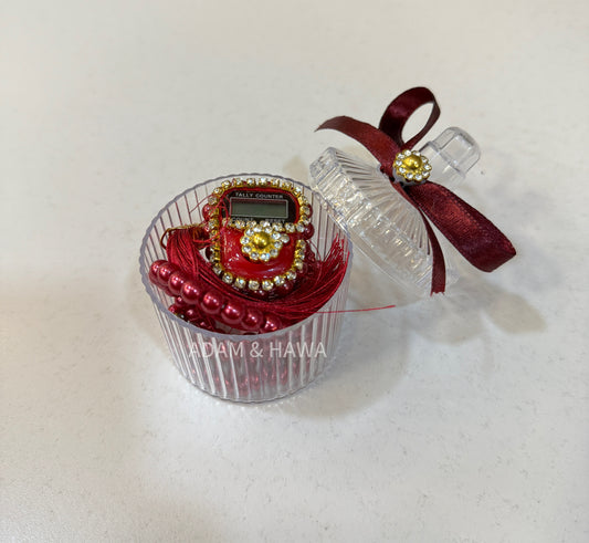 Digital Counter and Tasbeeh gift box (Red)