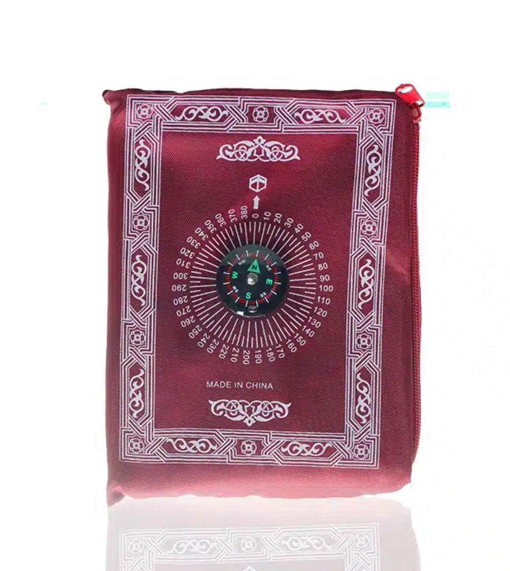 Umrah Travel Prayer Mat with Qibla Compass