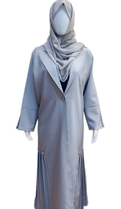 Pleated Blazer Abaya (Grey)