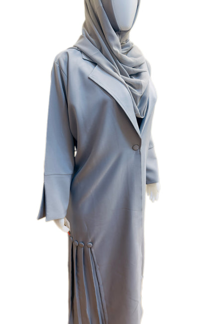 Pleated Blazer Abaya (Grey)