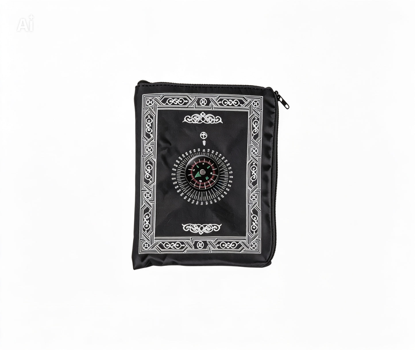 Umrah Travel Prayer Mat with Qibla Compass (BLACK)