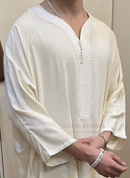 Premium Linen Collection - Traditional Moroccan Thobe