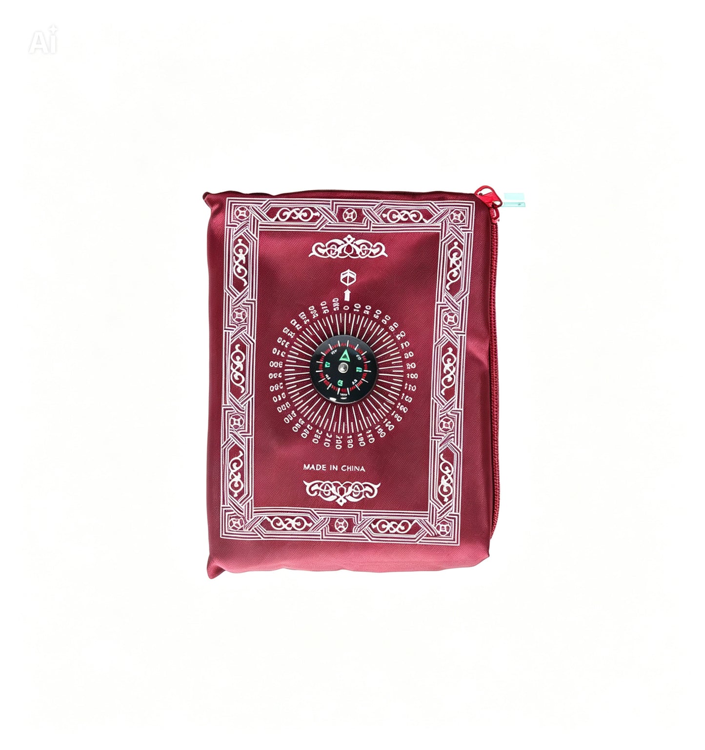 Umrah Travel Prayer Mat with Qibla Compass (RED)