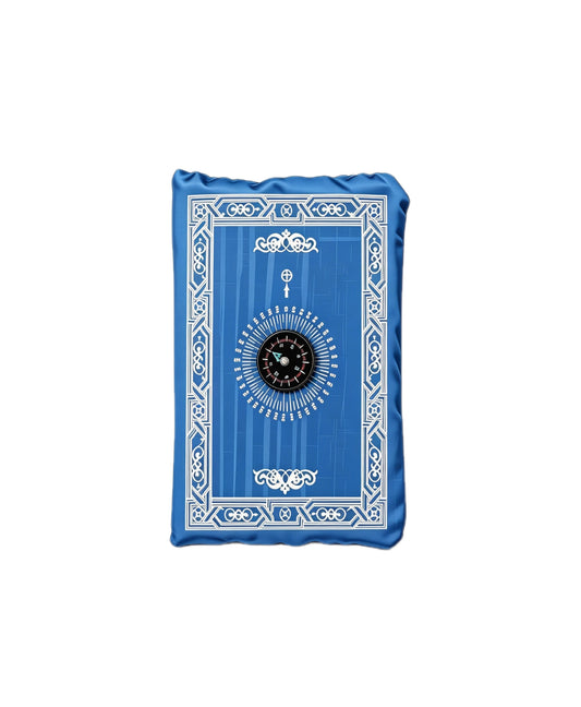 Umrah Travel Prayer Mat with Qibla Compass (BLUE)