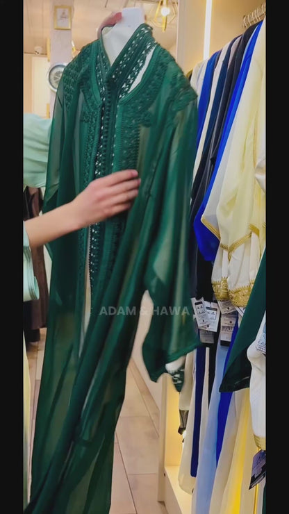 طقم نيكاه مكون من 3 قطع - على الطراز المغربي (أبيض)