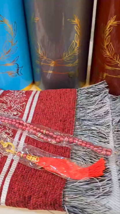 Tasbeeh Bead counter & Prayer Mat Gift Set